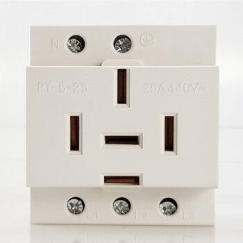 哩嗹啰嗹相五线25a32a模数化插座380vsh2532五孔导轨插头440v 25a插座