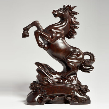 南山驹木雕成功十二生肖马摆件实木马到成功办公装饰工艺品 木精雕高