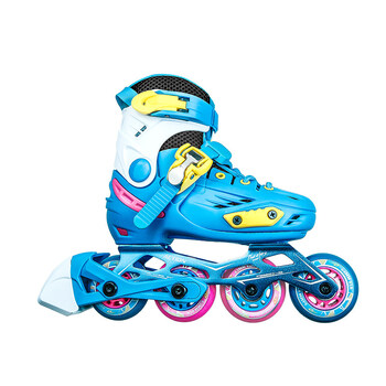 动感平花鞋溜冰鞋儿童直排轮滑鞋旱冰鞋滑冰鞋男女可调节精灵2 天蓝色