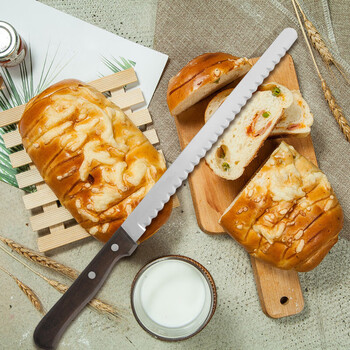 不掉渣面包刀 蛋糕刀切片刀切吐司烘焙切家用土司锯齿刀屑 白 60