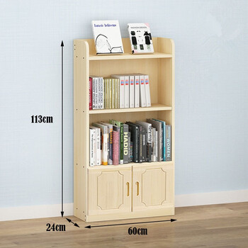 幽雨堂实木书柜带门简约书橱书架简易自由组合储物置物松木柜子松木a