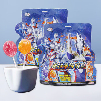 不二家(fujiya)奥特曼大棒棒糖(葡萄 香橙味)100g袋装休闲食品趣味小