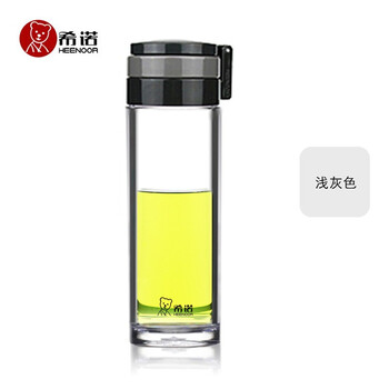 
                                                            希诺加厚透明塑料男士杯带盖便携车载大容量带提环过滤网泡茶运动水杯子 浅灰色 530毫升(XN-8076)                