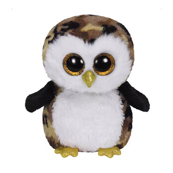 神孩子ty灰色猫头鹰公仔奥利特大眼睛豆豆玩偶布娃娃仿真动物毛绒玩具