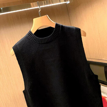 南缎文艺范儿坎肩马甲针织衫复古色圆领毛衣无袖背心男 黑色 xl