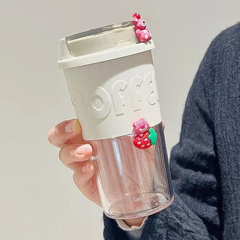 夏季水杯女生高颜值办公室咖啡杯便携网红塑料杯子耐高温新款2022灰白