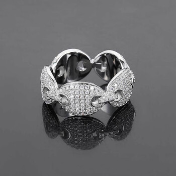 曼小书礼物送男女友欧美嘻哈猪鼻子戒指真 金电镀微镶锆石咖啡豆 白金