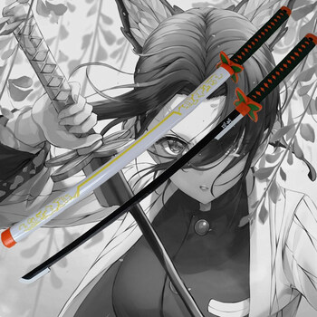 万代官方认证店鬼灭之刃日轮刀同款炭治郎竹木刀带鞘富冈cos周边时透