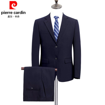 皮尔卡丹（PIERRE CARDIN）品牌男装店西服套装男羊毛西装新郎伴郎结婚礼服职业工装 F2371-藏青 不开叉款 170码(裤子留言码数或腰围)适合100-120斤