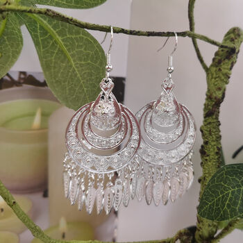 liyan贵州苗族耳环手工银饰苗银长流苏耳饰品少数民族风服装配饰耳坠