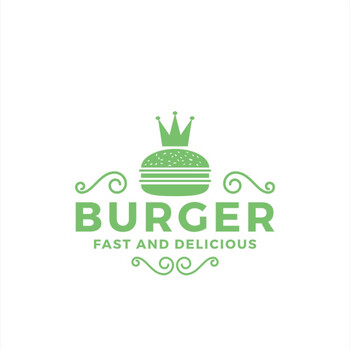 店玻璃门橱窗贴个性美味皇冠汉堡王即时贴画餐饮店装修自粘墙纸 绿色