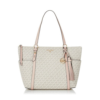 科尔斯(michael kors) mk老花logo托特包 大容量拼色流苏手提包 香草