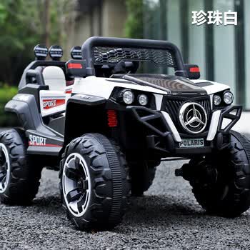 出极婴儿童电动车四驱越野遥控车可坐大人小孩宝宝双人摇摆四轮童车