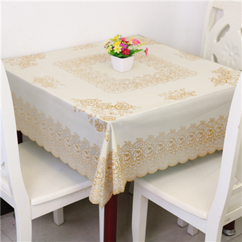 防油餐桌台布 欧式四方桌麻将盖布 烫金色002 152*152cm大八仙桌桌布