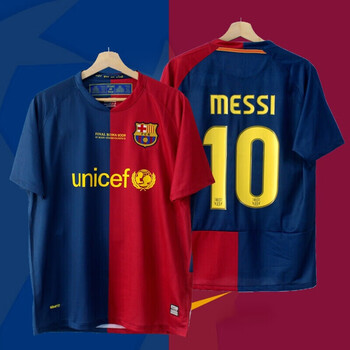 贝卡庄滕讯体育同款巴萨复古球衣0809主场红蓝10号梅西短袖套装训练