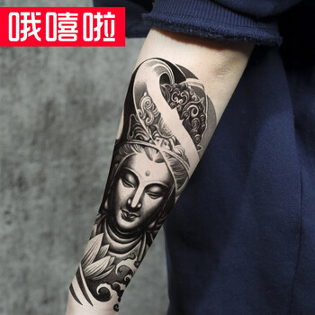 哦嘻啦佛祖花臂花腿防水纹身贴纸男女款逼真刺青贴手臂小腿大腿半臂情侣纹身贴普贤观音佛像护身b 057 1张花臂送礼品 图片价格品牌
