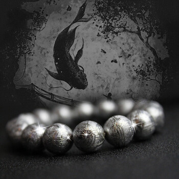 原矿水晶天铁陨石手链 镍铁陨石手链 手串饰品 男女银色 10mm手链