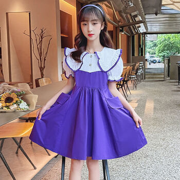 索菲熊胖女童连衣裙夏季9-12岁小学生裙子夏天中大童加肥加大码夏装15