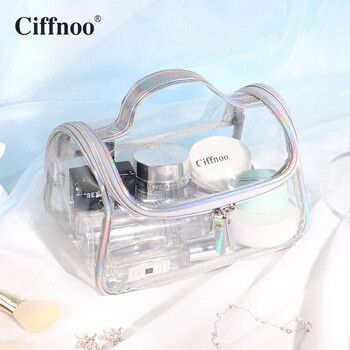 琪斐诺（Ciffnoo） 化妆包旅行洗漱包透明防水女士泳衣收纳包手提TPU柔软游泳包 银色