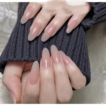 手工穿戴甲美甲中长款仙女新娘ins风气质美甲片套装含果冻胶 极简裸色