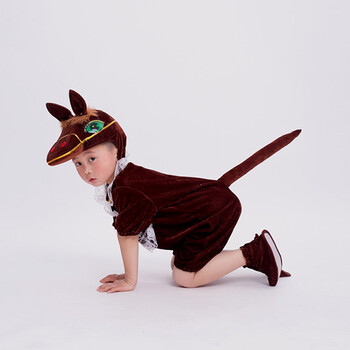 趣妮熊儿童小马动物服小马过河表演服装道具舞蹈服幼儿园棕马演出服