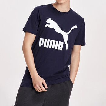 puma彪马短袖2018新款宽松经典logo款男上衣运动服跑步t恤休闲