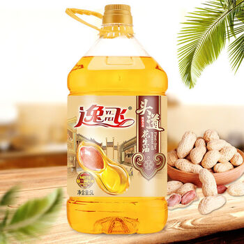头道浓香花生油5l压榨花生油 家用食用油 当月新油 逸飞头道花生油5l