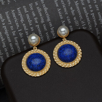 珠宝首饰>时尚饰品>耳饰>珠泰>珠泰青金石珍珠耳环女复古港风轻奢秋冬
