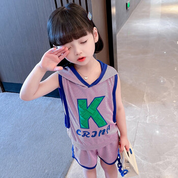 迪凡熊小女孩运动套装女童夏季背心两件套儿童夏装一岁宝宝衣服小童