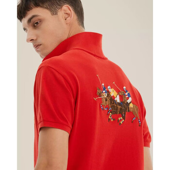 拉夫劳伦ralph lauren经典版三匹马短袖polo衫男保罗夏季 红色(后三匹