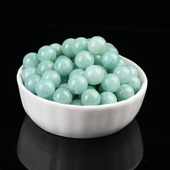 尊柜 精选豆绿色翡翠玉髓散珠 手串半成品diy串珠编织手链项链饰品配