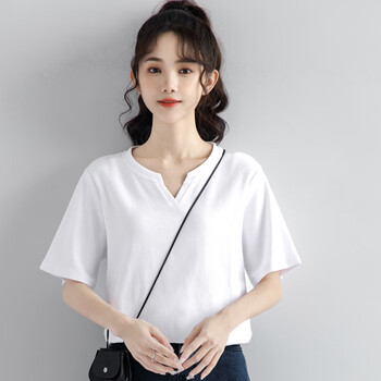 范世提中年妇女夏天衣服女中袖夏季女士穿的白色t恤短袖宽松显瘦半袖