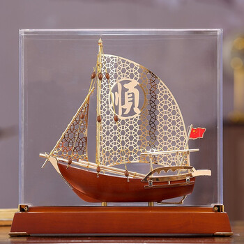 商务礼品摆设乔迁新居开业吉祥物jr0861大号合金顺风顺水钱币一帆风顺