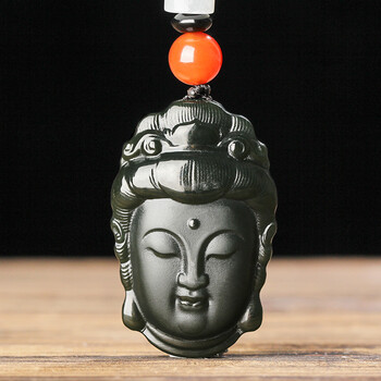 平安符新疆一细塔青和田玉观音头像吊坠男士玉吊坠观音玉佩玉坠挂件