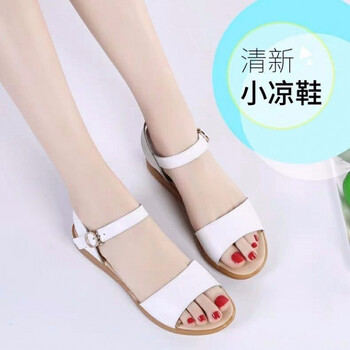凉鞋女平底女鞋夏季新款妈妈鞋学生凉鞋白色38