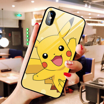 手机壳硅胶iphone11pro/xr/se11pro/ 苹果x 可爱皮卡丘玻璃壳】1199