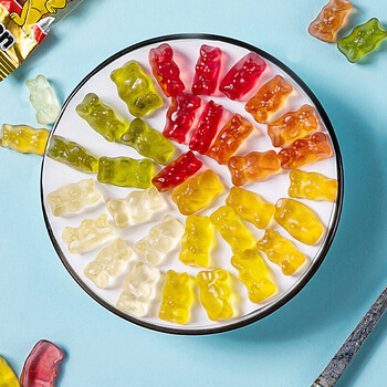 德国熊软糖qq糖橡皮糖混合糖果果汁糖小熊糖原装整桶980g100包到22年4