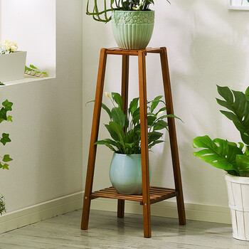 木马人多层落地式花架创意客厅竹木质花架室内实木阳台多肉花盆架花