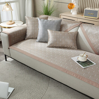 冰丝客厅沙发垫子夏季夏天藤席套罩巾现代简约北欧可水洗防滑凉席梦