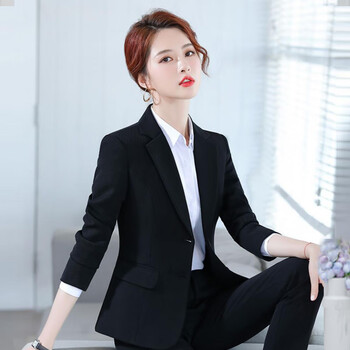 瞬子(shunzi) 小西装女春秋长袖职业装套装正式商务正装面试上班教师