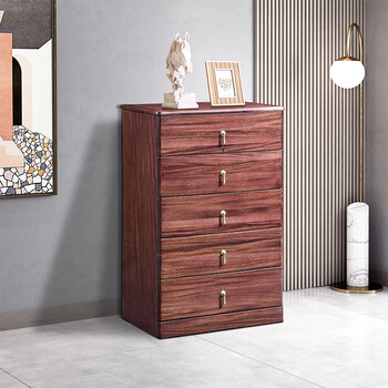 檀阳家具 新中式乌金木实木斗柜墙边储物柜小户型现代简约多层收