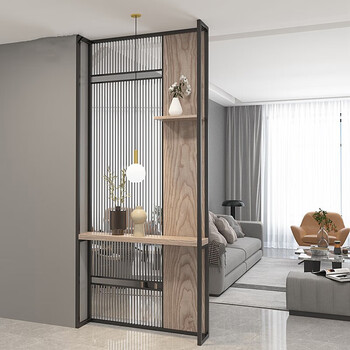 基梵迪 北欧极简长虹玻璃屏风隔断客厅进门遮挡装饰置物玄关 定制专拍