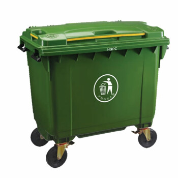 絮实 环卫垃圾桶660L大型挂车桶大号户外垃圾箱市政塑料环保垃圾桶手推移动垃圾箱清运车-带轮带盖(可定制)