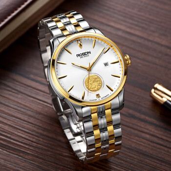 rosdn瑞士劳力男士金表日志型情侣表潮流防水钢带日历自动机械表2163g