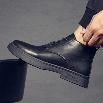 鞋韩版高帮皮鞋冬季加绒保暖二棉鞋潮鞋w30001863单鞋款42标准皮鞋码