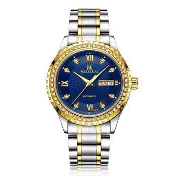 2022新款威斯凯手表男士商务多功能双历自动机械机芯防水镶钻机械腕表
