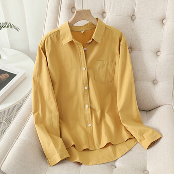 纯棉衬衫女韩版新品设计感小众宽松长袖百搭薄款衬衣外套秋装女上衣服