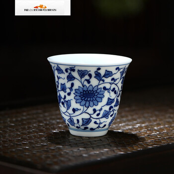 青花瓷盖碗 青花盖碗景德镇手绘青花瓷盖碗茶杯复古泡茶碗单个大号