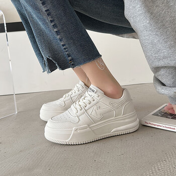 鞋2023新款运动小白鞋厚底复古百搭休闲网红小众板鞋白色36标准尺码