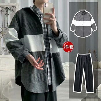 悉肯外套男春季宽松运动衣服男港风青少年学生休闲棒球服男装搭配一套